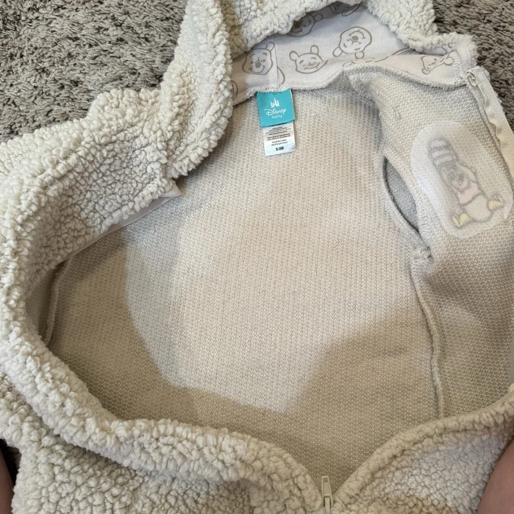 Disney Winnie The Pooh Sherpa Fleece One Piece‎ Pajama Baby Size 6-9 Months